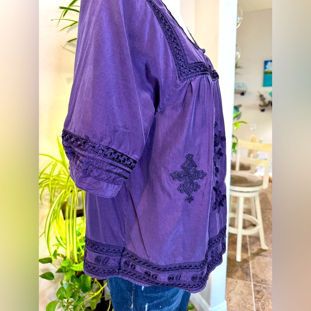 Lucky Brand Plum Embroidered Top - Picture 3 of 10
